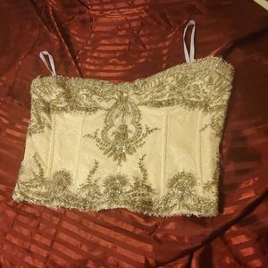 high-end high quality ivory beaded bridal top